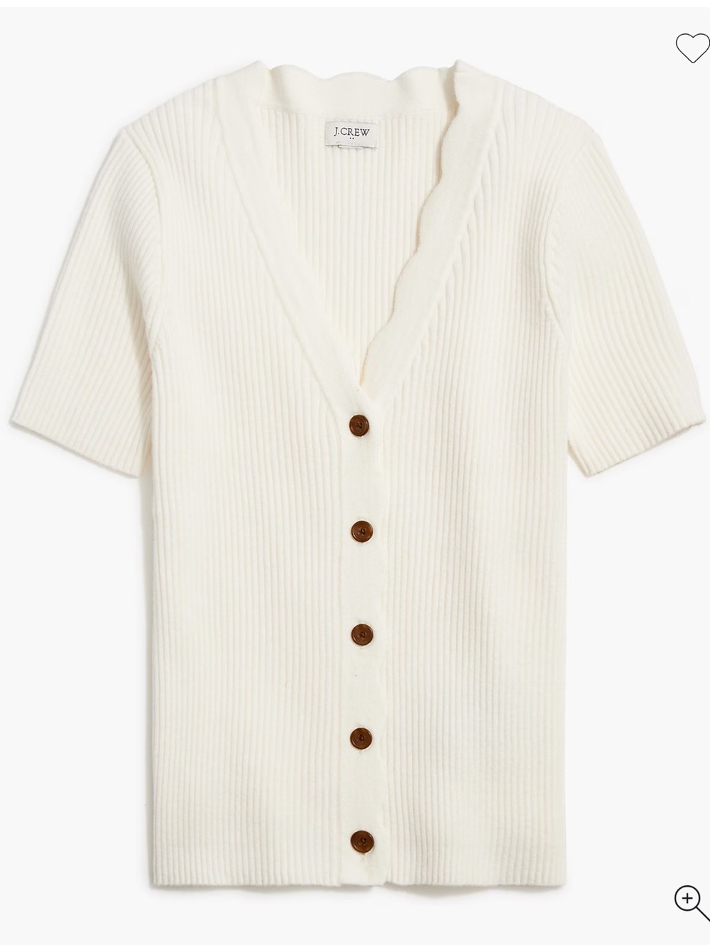 J. Crew Factory Short-sleeve cardigan sweater with scallop trim - Medium